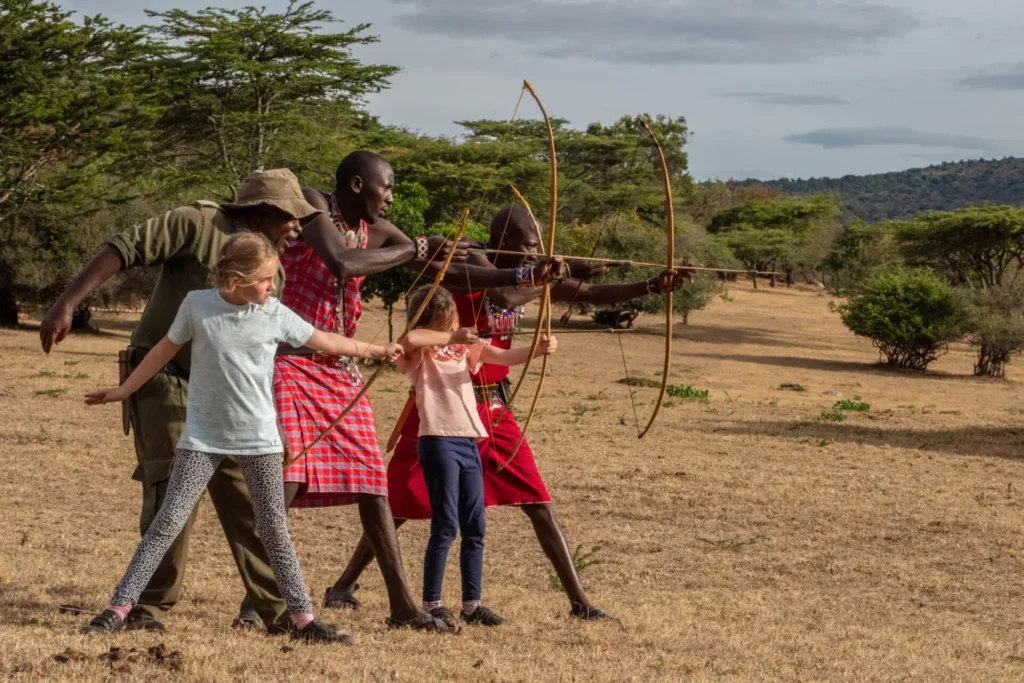 cottars safaris maasai warrior school bow and arrow